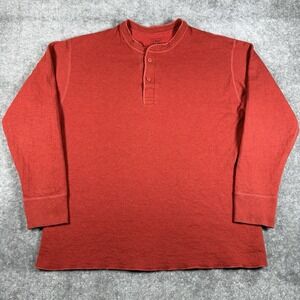 LL Bean Shirt Men's XL Red Henley Thermal Wool Blend Base Layer Traditional Fit